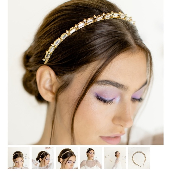 Anthropologie Emma Katzka Bridal Headband New Elegant Gold Crystal Headband main image 7